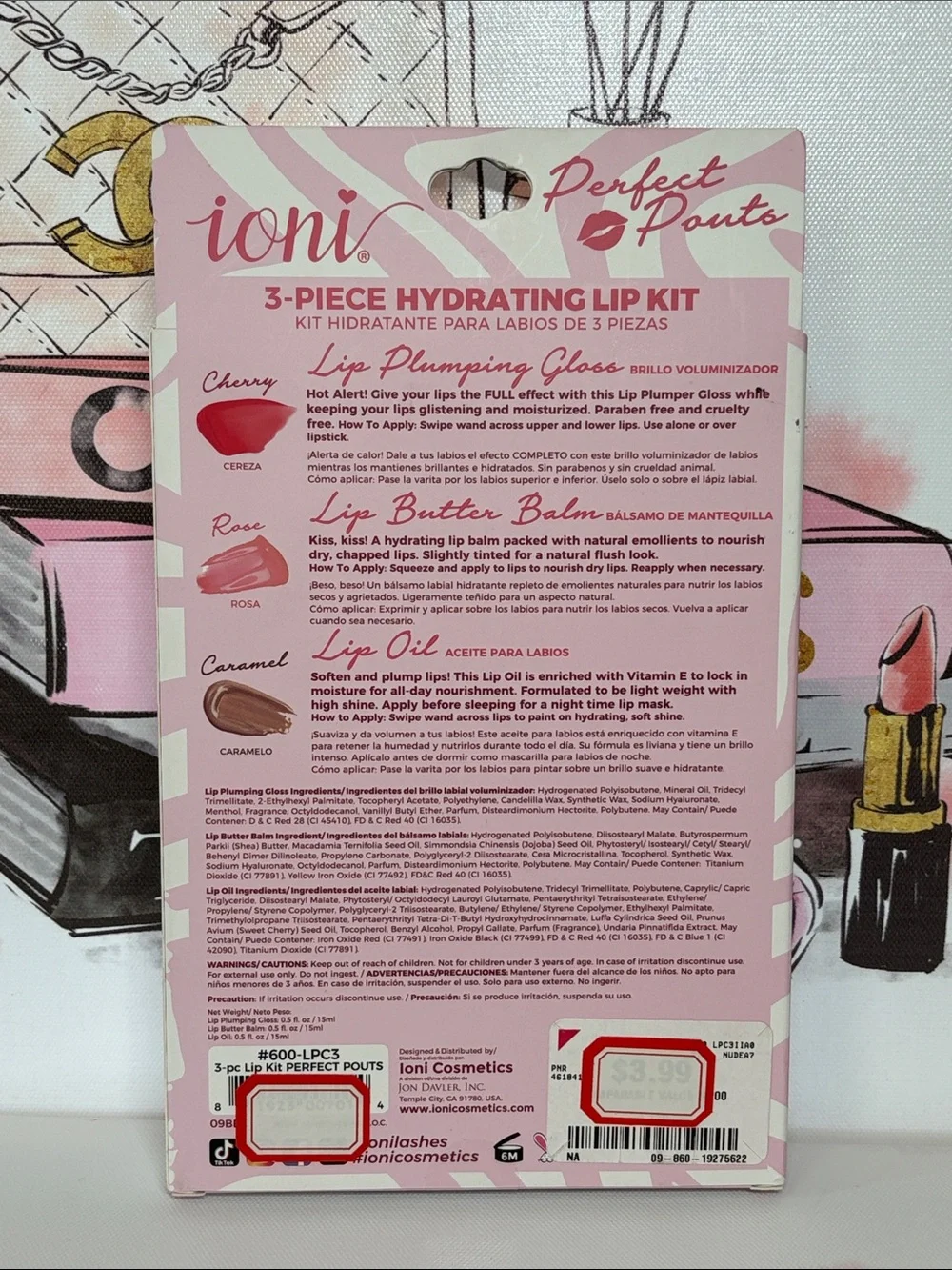 Perfect Pouts 3-Piece Hydrating Lip Kit — Cherry, Rose & Caramel
